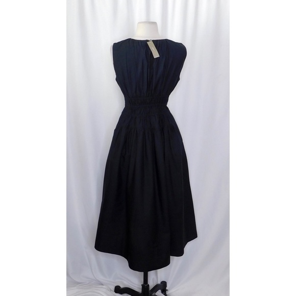 NWT!! J. CREW Hyacinth Dress Smocked Cotton Poplin Black Midi Pockets Poplin XSP - Picture 9 of 16